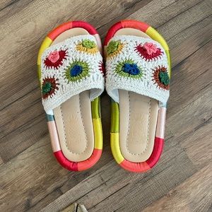 FARM Rio Sunset Crotchet Slide Sandal- $120